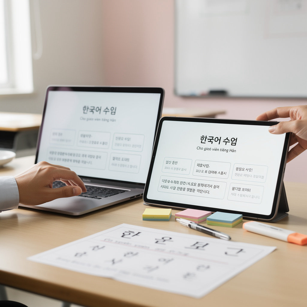 Olinesting Korean language teaching support in Hà Nội classroom environment